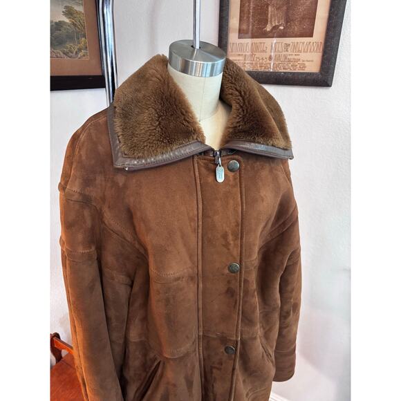 Jacques Jekels France heavy shearling mouton sheep suede brown coat Saks Fifth - Picture 11 of 11